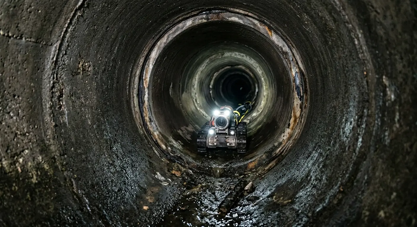 Robotic sewer camera inspecting pipe interior for Sewer Line Repair in Aspen Hill